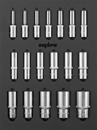 OMT18STE Набор головок торцевых глубоких 1/2" DR 8-32 мм в EVA ложементе 280х375 мм, 18 предметов