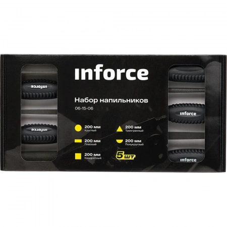 Набор напильников Inforce 200мм, 5 штук 06-15-06