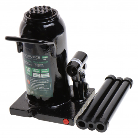 Домкрат гидравлический RF-T91604EURO бутылочный с клапаном 16т (выс.подъема 205-390мм) ROCKFORCE /1/2