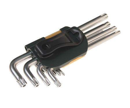 Набор ключей TORX RF-5098TL: длинных  Т10Н-Т50Н- с отверстием 9пр. на пласт. держат. ROCKFORCE /1/10/50