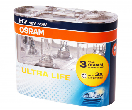 Автолампа H7 (55) PX26d ULTRA LIFE (евробокс, 2шт) 12V OSRAM /1/10