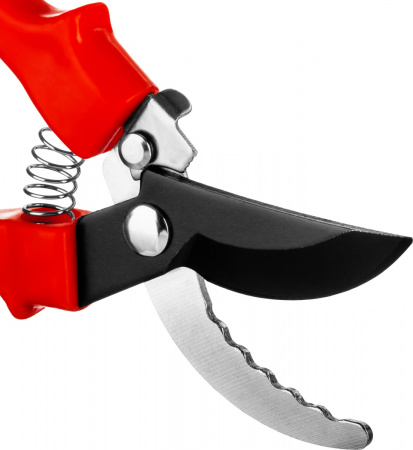 GRINDA G-31, 200 мм, закаленные лезвия, тефлоновое покрытие, зубцы на лезвии, пластиковые рукоятки, плоскостной секатор (40210)