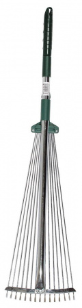 RACO R744, длина 790-1240 мм, ширина 175-550 мм, с телескопическим черенком, 15 зубцов, регулируемые веерные грабли (4231-53/744)