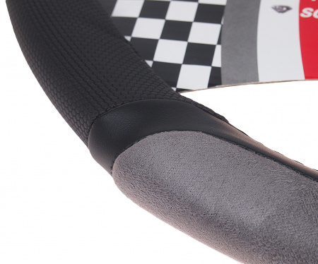 Оплетка руля MIS-LT-25A (M) BLACK/GREY кожа MISTAR /1/25