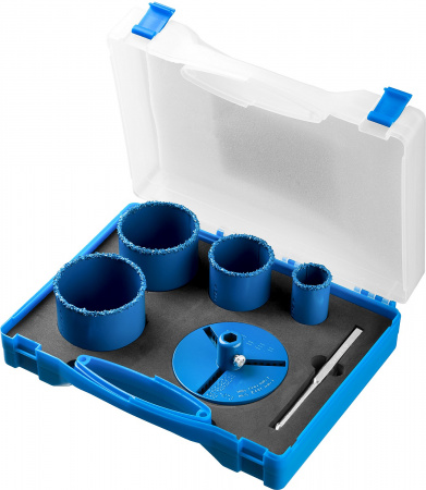 ЗУБР 6 шт, 33, 53, 67, 73 мм, карбид вольфрама, набор кольцевых коронок, Профессионал (33350-H6)