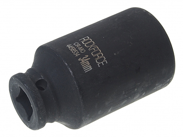 Головка торцевая 34мм 1/2" 6-гранная ударная удлиненная L=80мм ROCKFORCE RF-4458534 /1/10 Головка торцевая 34мм 1/2" 6-гранная ударная удлиненная L=80мм ROCKFORCE RF-4458534 /1/10