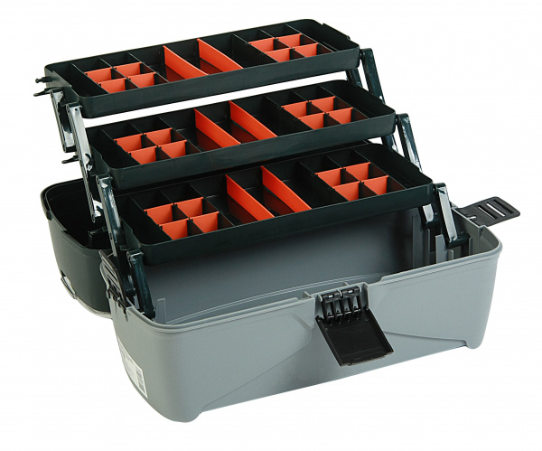 Ящик универсальный ER-10342 с 3 кантилеверами и 2 органайзерами на крышке 465х230х250 мм ЭВРИКА /1/3