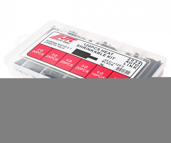 JTC Трубка термоусадочная d=2,3,4,5,6,10мм, длина 100мм, 120шт. набор JTC