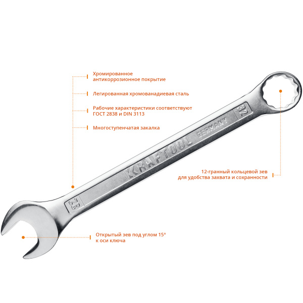 KRAFTOOL 18 шт, 6 - 32 мм, набор комбинированных гаечных ключей (27079-H18)