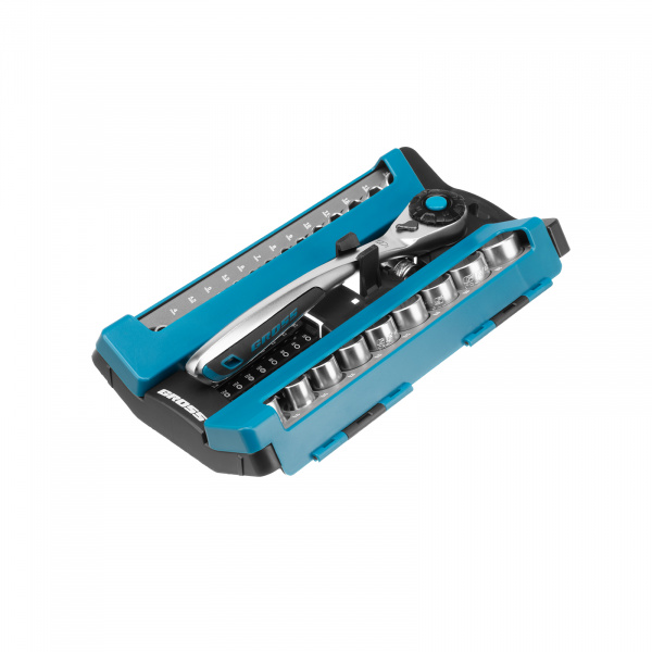 Набор торцевых головок, трещотка 120 зубьев, 1/2", 1/4", CrV, 41 предмет Gross Набор торцевых головок, трещотка 120 зубьев, 1/2", 1/4", CrV, 41 предмет Gross