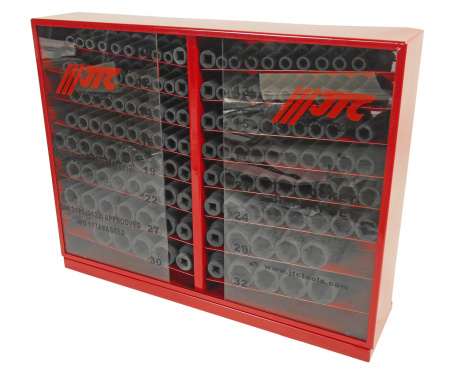 JTC Набор головок торцевых 1/2" 6-ти гранных 10-32мм ударных 137 предметов в металлическом шкафу JTC