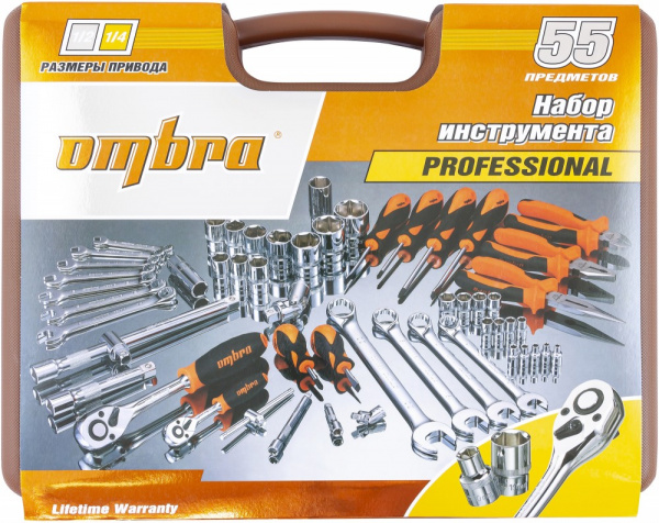 OMT55S Набор инструмента универсальный 1/4", 1/2"DR, 55 предметов OMT55S Набор инструмента универсальный 1/4", 1/2"DR, 55 предметов