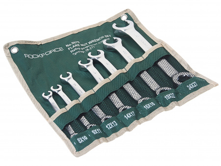 Набор ключей разрезных RF-5075: 7пр(8х10,9х11,12х13,14х17,16х18,19х22,24х27мм),на полотне ROCKFORCE /1