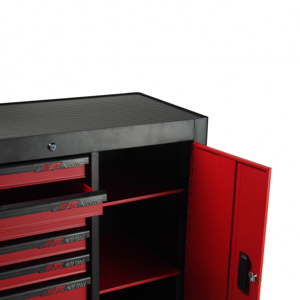 JTC Тележка инструментальная 7 секций красная с боковым ящиком JTC