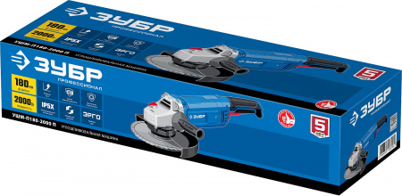 ЗУБР 2000 Вт, d180 мм, УШМ, Профессионал (УШМ-П180-2000 п)