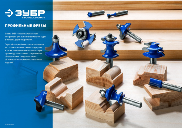 ЗУБР 41.3 x 18 мм, радиус 6.3 мм, фреза кромочная калевочная №5, Профессионал (28706-41.3)