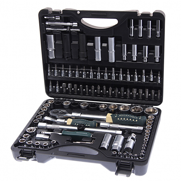 Набор торцевых головок и вставок RF-41082-5L: 1/2" & 1/4"DR 6-гранных с телескопическими трещотками 108пр. ROCKFORCE /1/3 Набор торцевых головок и вставок RF-41082-5L: 1/2" & 1/4"DR 6-гранных с телескопическими трещотками 108пр. ROCKFORCE /1/3