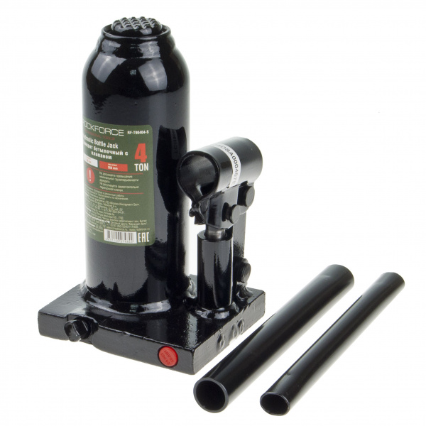 Домкрат гидравлический RF-T90404S бутылочный с клапаном 4т (выс.подъема 180-350мм) в кейсе ROCKFORCE /1/6