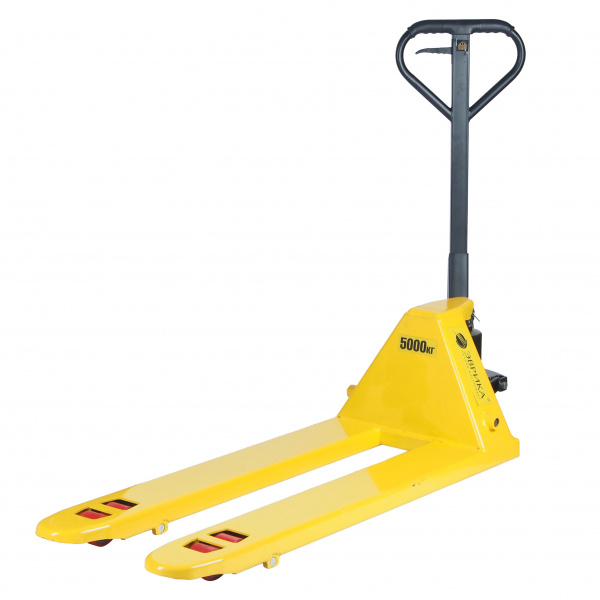 Тележка гидравлическая (рохля) ER-67005 ручная 5т (ручной спуск,длина вил 1200мм,колеса:полиуритан, min 85мм.max 200мм) ЭВРИКА /1 NEW