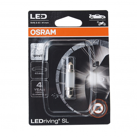 Автолампа C5W (SV8.5/8)  LED 41мм (блистер, 1шт) 12V OSRAM /1/10/50