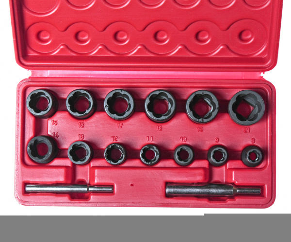 JTC Набор головок для поврежденных болтов и гаек 8-21мм 15 предметов в кейсе JTC