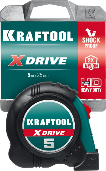 KRAFTOOL X-Drive, 5 м х 25 мм, рулетка (34122-05-25)