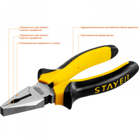 STAYER TOPGrip, 160 мм, комбинированные плоскогубцы (2205-1-16)