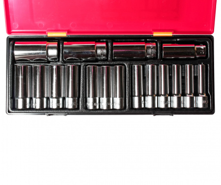 JTC Набор головок торцевых 1/2" 6-ти гранных 10-32мм глубоких 17 предметов в кейсе JTC