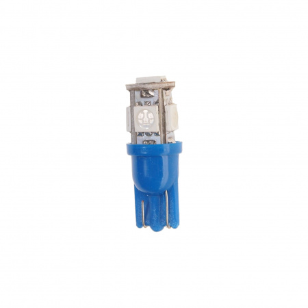 Автолампа T10W (W2,1x9,5d) 5 SMD 5050 BLUE 30лм 12V MEGAPOWER /10 /100 OLD