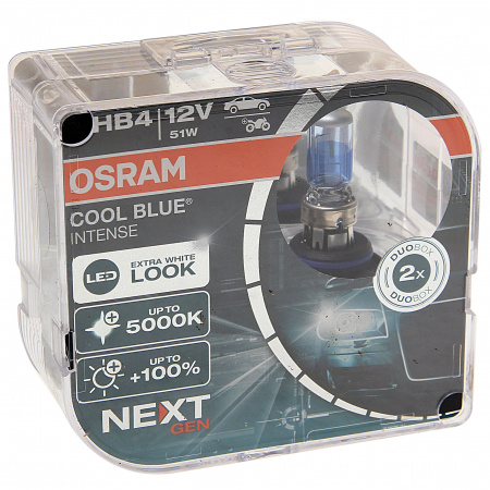 Автолампа HB4/9006 (51) P22d+100% COOL BLUE INTENSE (NextGen) (евробокс, 2шт) до 5000K 12V OSRAM /1/10/100