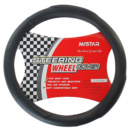 Оплетка руля MIS-LT34A (M) BLACK кожа MISTAR /1/25