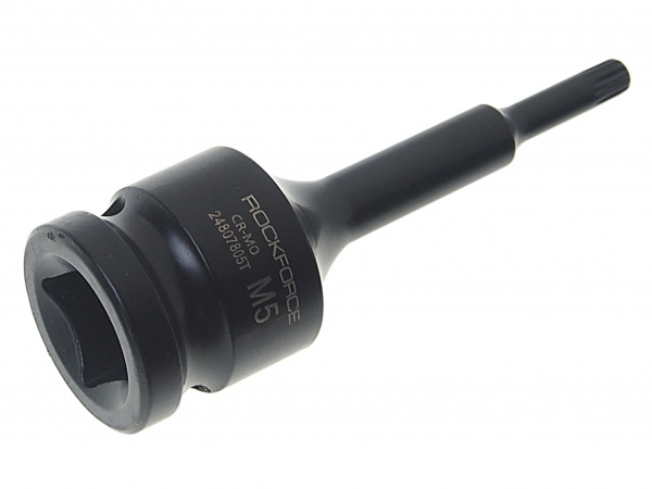 Головка-бита SPLINE глубокая ударная 1/2", M5 с отверстием ROCKFORCE RF-24807805T /1