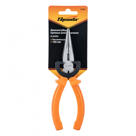 Длинногубцы прямые Classic, 160 мм, шлифованные, пластмассовые рукоятки Sparta