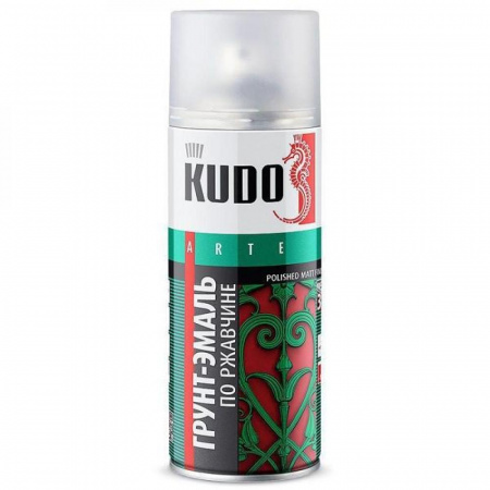 Грунт-эмаль аэроз. по ржавчине черная RAL 9005 520мл Kudo KU-319005 (6)
