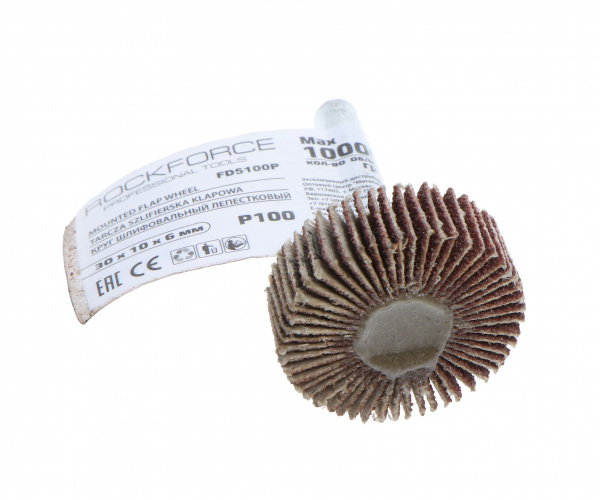 Круг RF-FD5100Р шлифовальный лепестковый P100 30х10х6мм ROCKFORCE /1/100