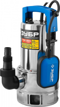 ЗУБР 750 Вт, дренажный насос для грязной воды, корпус - нерж. сталь, Профессионал (НПГ-Т3-750-С)