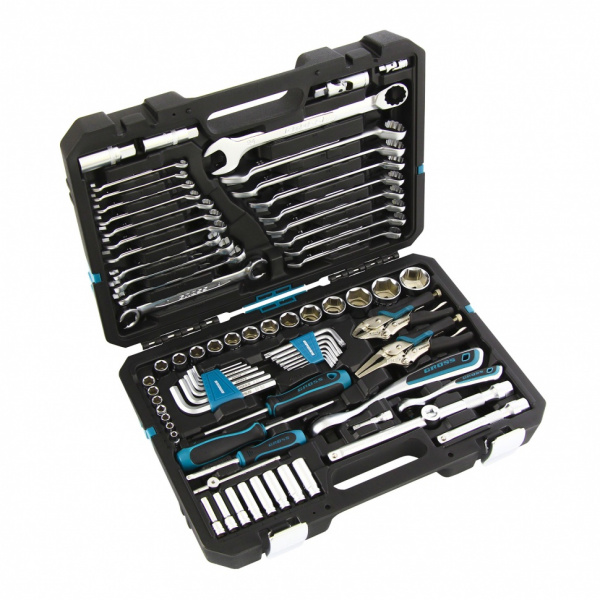 Набор инструментов, 1/4", 1/2", CrV, 120 зубьев, 78 предметов Gross Набор инструментов, 1/4", 1/2", CrV, 120 зубьев, 78 предметов Gross