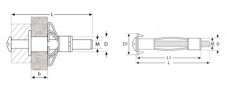 ЗУБР МОЛЛИ, М4 х 21 х 5 мм, 300 шт, анкер для пустотелых конструкций (4-302472-04-020)