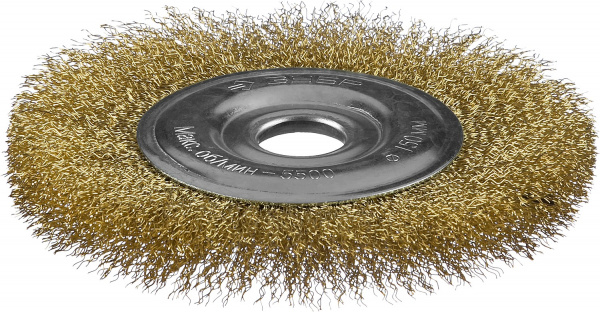 ЗУБР 150 мм, витая латунированная, стальная проволока 0.3. щетка дисковая для УШМ, Профессионал (35187-150)