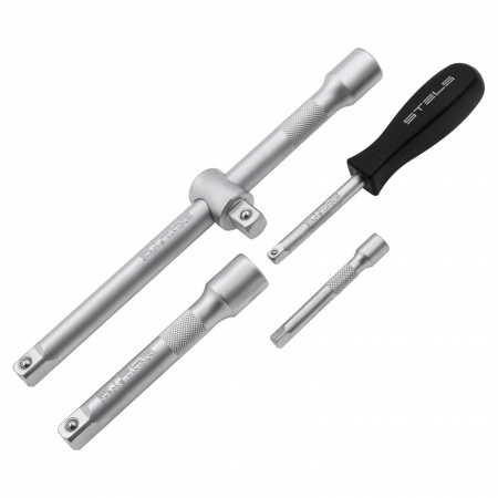 Набор инструментов, 1/2", 1/4", CrV, пластиковый кейс 76 предметов Stels Набор инструментов, 1/2", 1/4", CrV, пластиковый кейс 76 предметов Stels