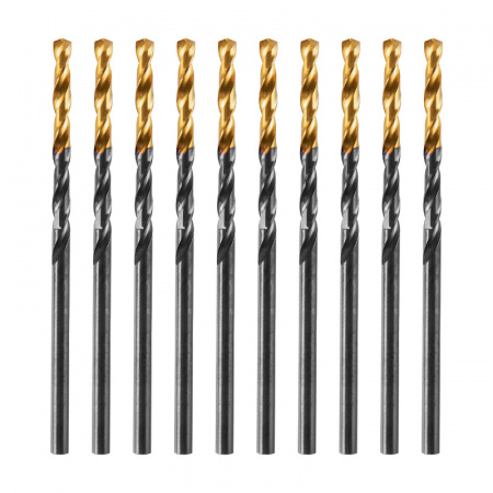 Сверло по металлу, 2,5 мм, HSS-Tin, Golden Tip, 10 шт. Denzel