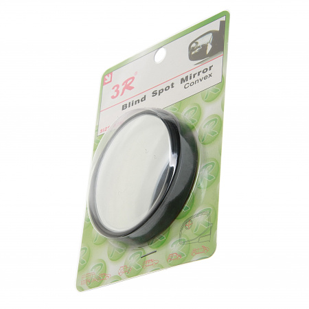 Зеркало дополнительное 3R-036 BLACK мертвой зоны 75мм сферическое внешнее, регулируемое, (скотч) 3R /1/100