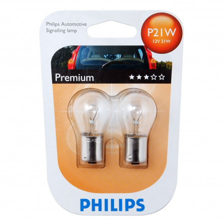 Автолампа P21W (BA15s) (блистер, 2шт) 12V PHILIPS /1/10