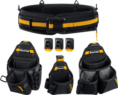 KRAFTOOL KBS-4 пояс монтажника, в комплекте: пояс монтажника и 3 сумки (38760-4)