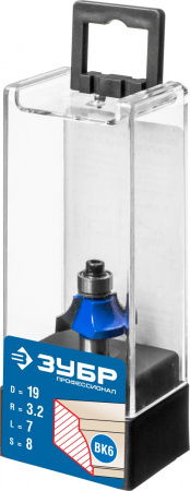 ЗУБР 19.0 x 7 мм, радиус 3.2 мм, фреза кромочная калевочная №1, Профессионал (28700-19)