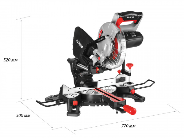 ЗУБР ЗПТ-210-1600 ПЛ пила торцовочная с протяжкой, d 210 х 30 мм, 1600 Вт