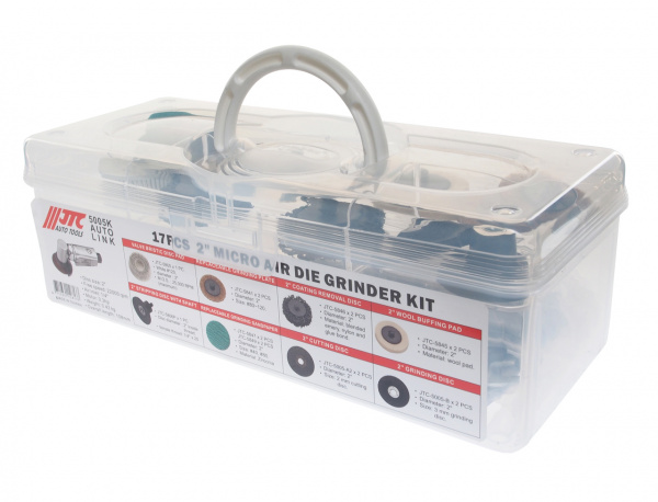 JTC Машина пневматическая шлифовальная угловая 2" с насадками 17 предметов JTC