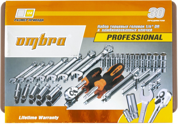 OMT30S Набор инструмента 1/4"DR, 30 предметов OMT30S Набор инструмента 1/4"DR, 30 предметов