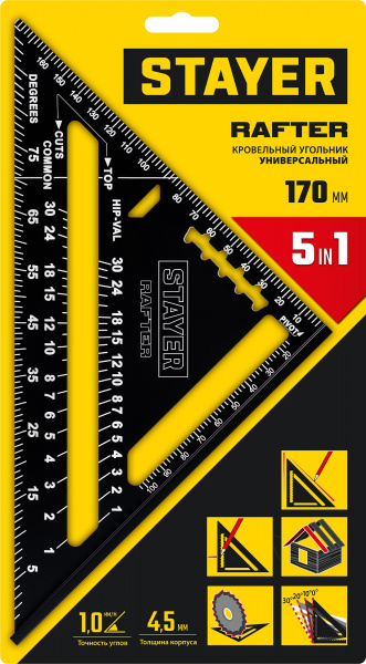 STAYER 170 мм, 5-в-1, универсальный кровельный угольник, Professional (34306-17)