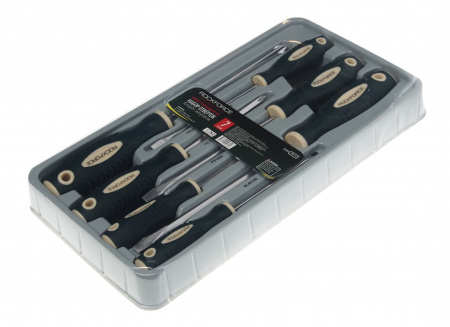 Набор отверток магнитных "Profi" S2, 7пр. (PH:1x80,2х100,3х150мм; SL:4x100, 5.5х125, 6.5х150, 8х175мм)в лотке ROCKFORCE /1
